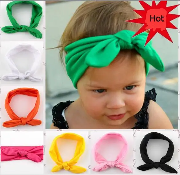 

Cute Bunny Girls Flower Headbands Rabbit Ears Fabric Polka Dot Headwear Elastic Hair Band Hair Ropes YH403