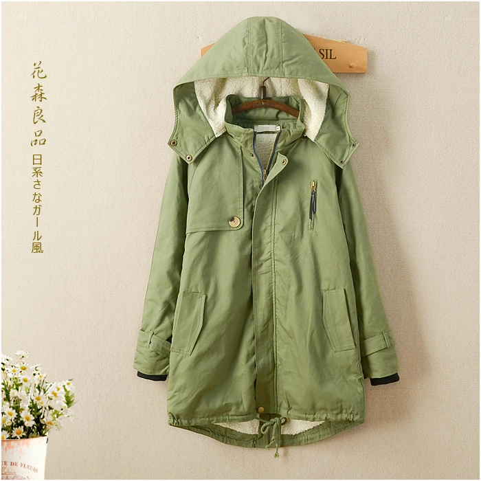 Японская девушка Мори Харадзюку С Капюшоном бархатная утепленная парка с