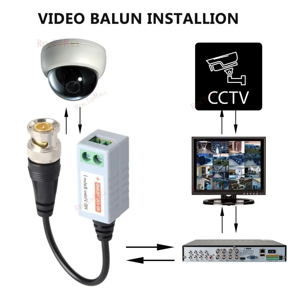 20 шт. пассивный витой видео балун трансивер мужской BNC к CAT5 RJ45 UTP для CCTV AHD DVR камера безопасности системы
