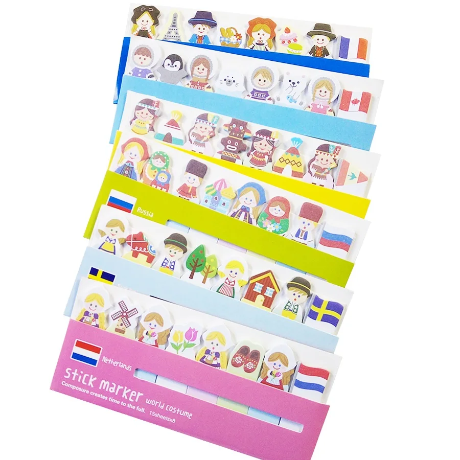 

30 Pack/lot Kawaii Scrapbooking Sticky National Ethnic Customs Stickers Notes School Office Supplies Stationery Flags For Kids
