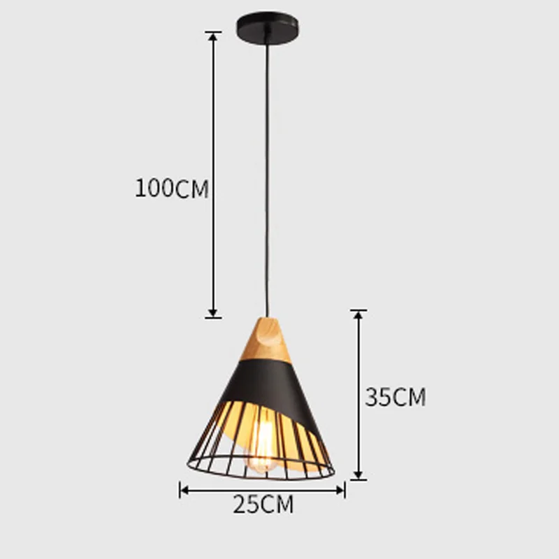 

Nordic creative bedroom study wooden lampshade cone wrought iron chandelier home decoration lighting ZP510920