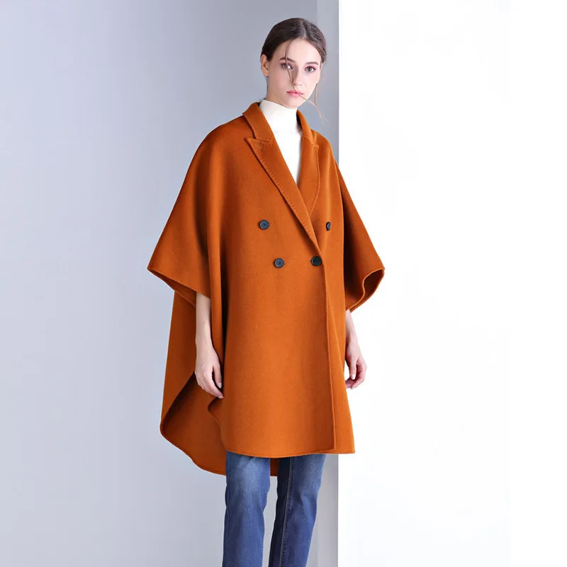 2019 Осень Весна Европейский двойной лицо шерстяное пальто плащ свободный с