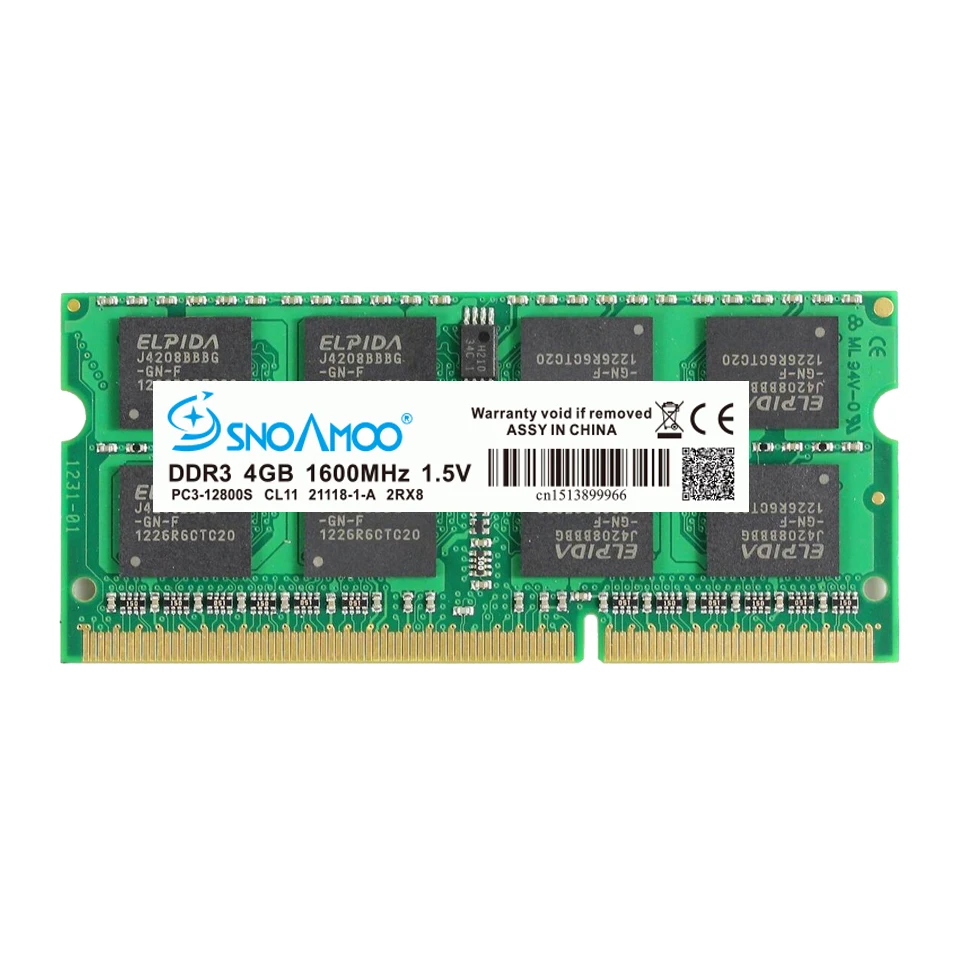SNOAMOO DDR3 4 Гб 1333/1600 МГц memoria Ram память для ноутбука SO-DIMM 204 Pin 1 5 V 2Rx8 гарантия памяти