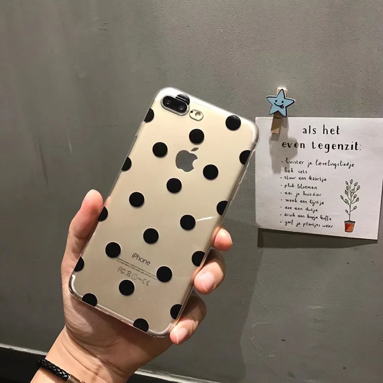 Милые прозрачные чехлы из ТПУ в горошек для телефонов iphone XS Max X XR мягкий чехол 6 6s 7