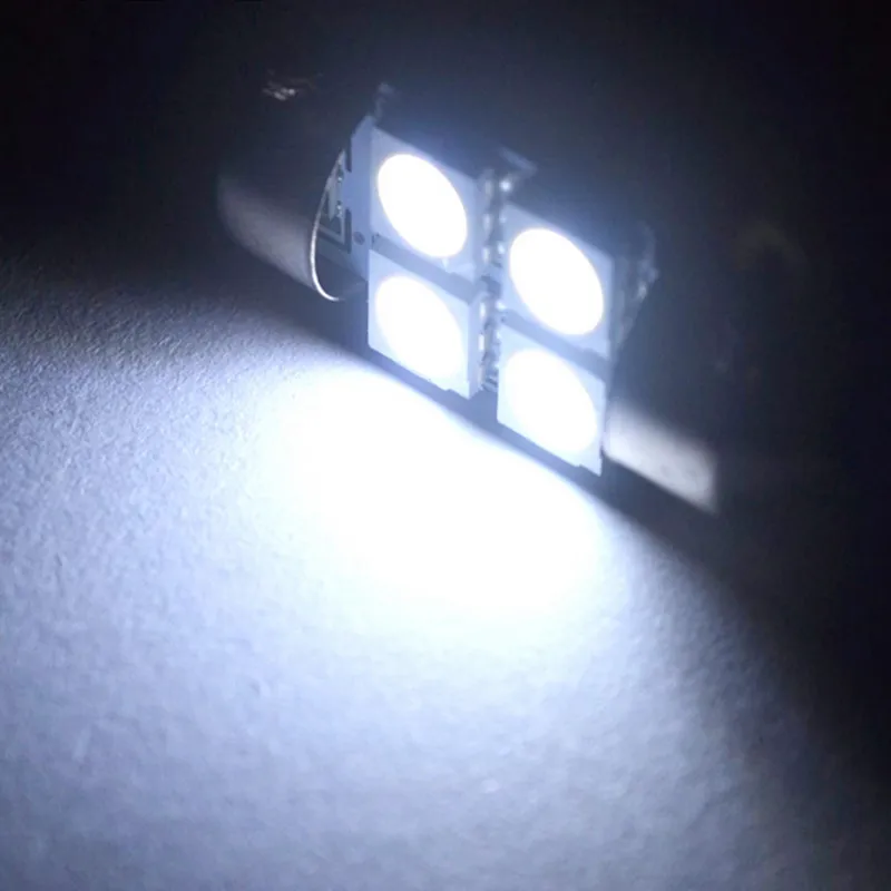 10 шт./лот белая 4 SMD светодиодная гирлянда 31 мм 36 39 41 купольная автомобильная лампа