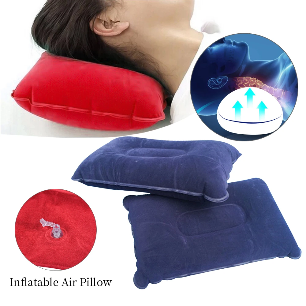U-shaped Travel Pillow Neck Cushion Inflatable Double Sided Flocking Car Airplane Hotel Bed Sleep A | Дом и сад