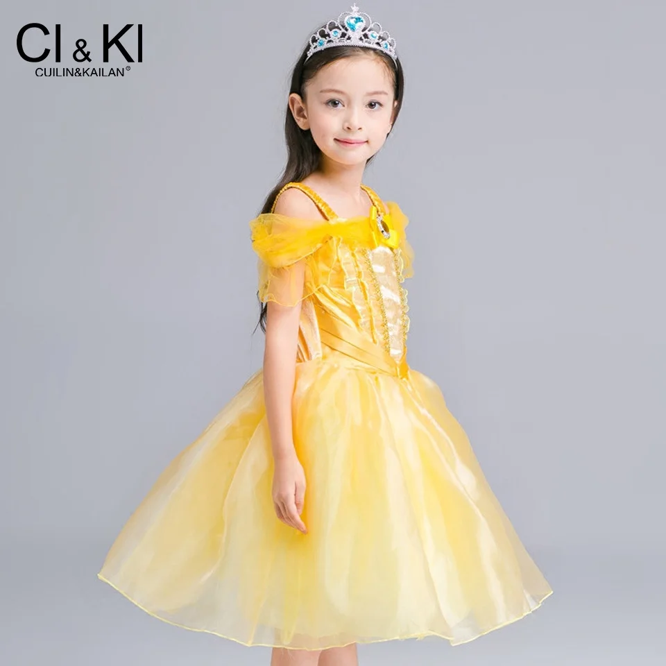 CuilinKailan dress Cosplay Costume Custom Kids Princess Sequined Cotton Baby Girls Vestidos Children christmas moana elsa | Детская