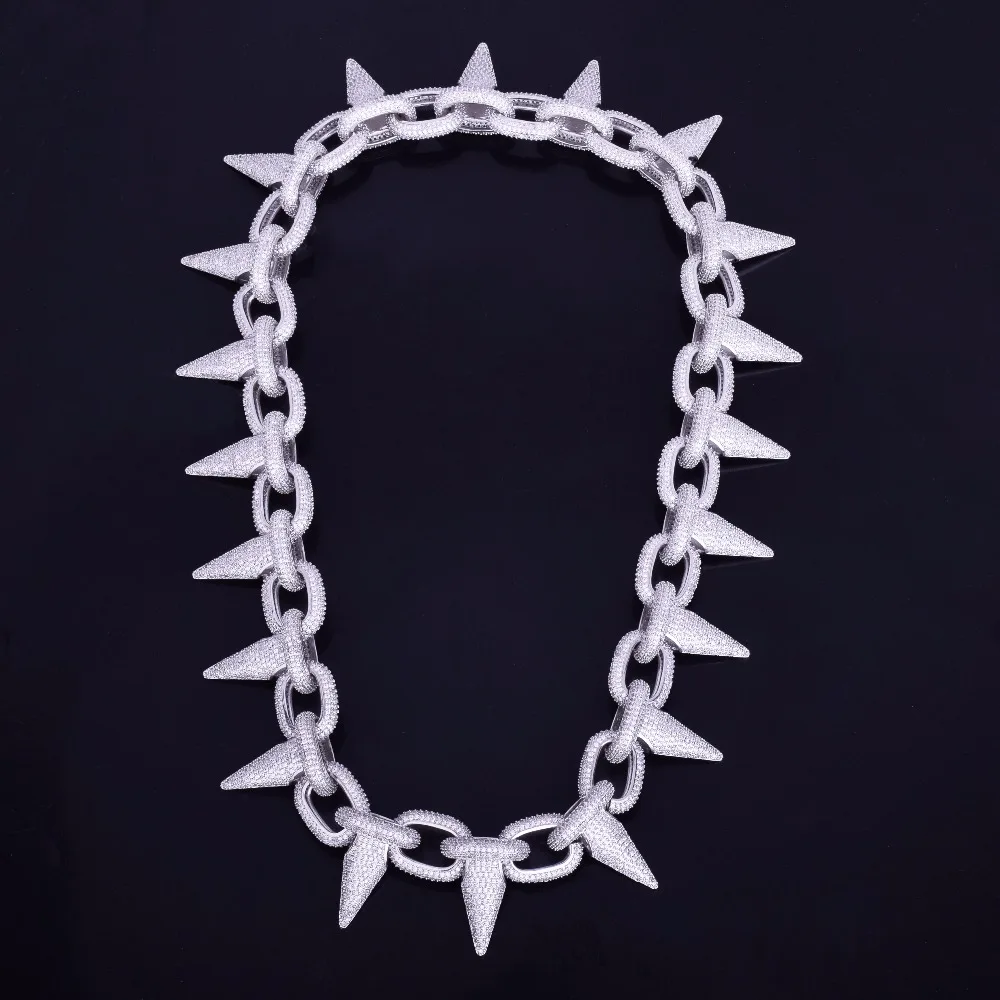 Iced Тяжелая панк заклепки чокер Bling кубический циркон мужская хип хоп ожерелье ювелирные изделия золото серебро цвет цепи 1" 20"