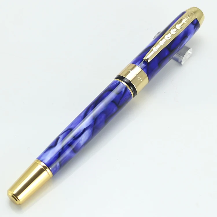 JINHAO 250 Роскошная темно синяя мраморная Золотая перьевая ручка средней длины