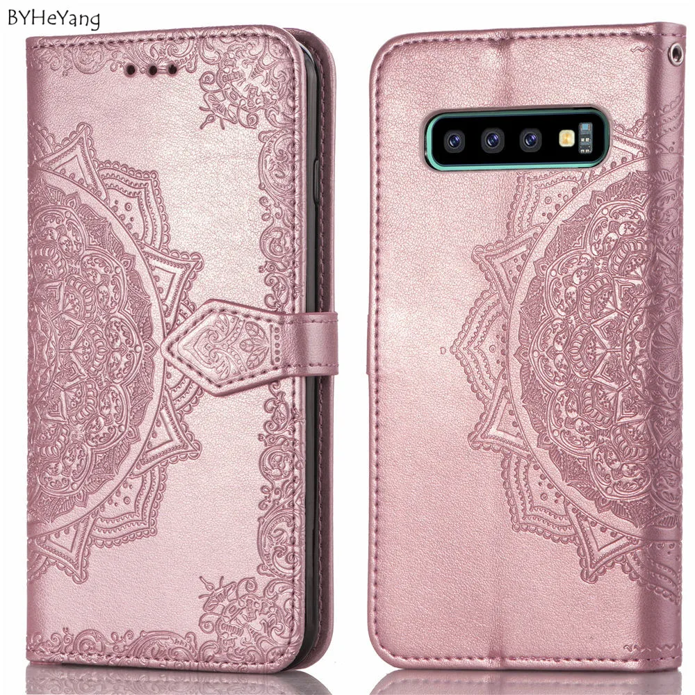 BYHeYang S 10 Cover For Samsung Galaxy S10 Case Luxury Flip pu Leather cellphone With Strip | Мобильные телефоны и