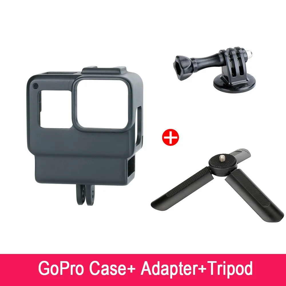 V2 with Tripod Go Pro Vlogging Корпус чехол рамка крышка с холодным башмаком крепление для GoPro Hero 7 6 5 к Rode Videomico Boya BY-MM1 микрофон - Цвет: V2 with Tripod