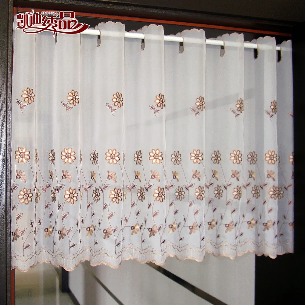 Роскошная занавеска на дверь с вышитыми цветами белая окно кофейная для дверей
