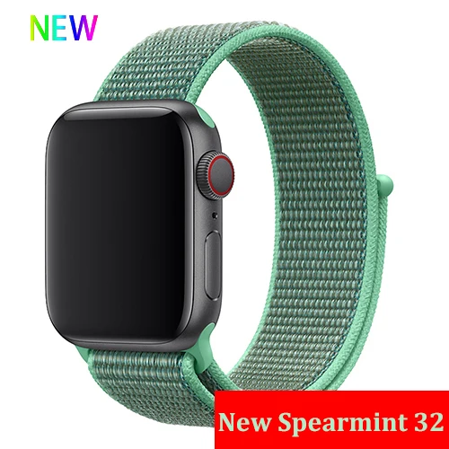 New Spearmint 3 Ремешок для apple watch, ремешок 44 мм, 40 мм, тканый нейлоновый ремешок iwatch серии 5, 4, 3, ремешок 42 мм, 38 мм, ремень, аксессуары для apple watch - Цвет ремешка: New Spearmint 3