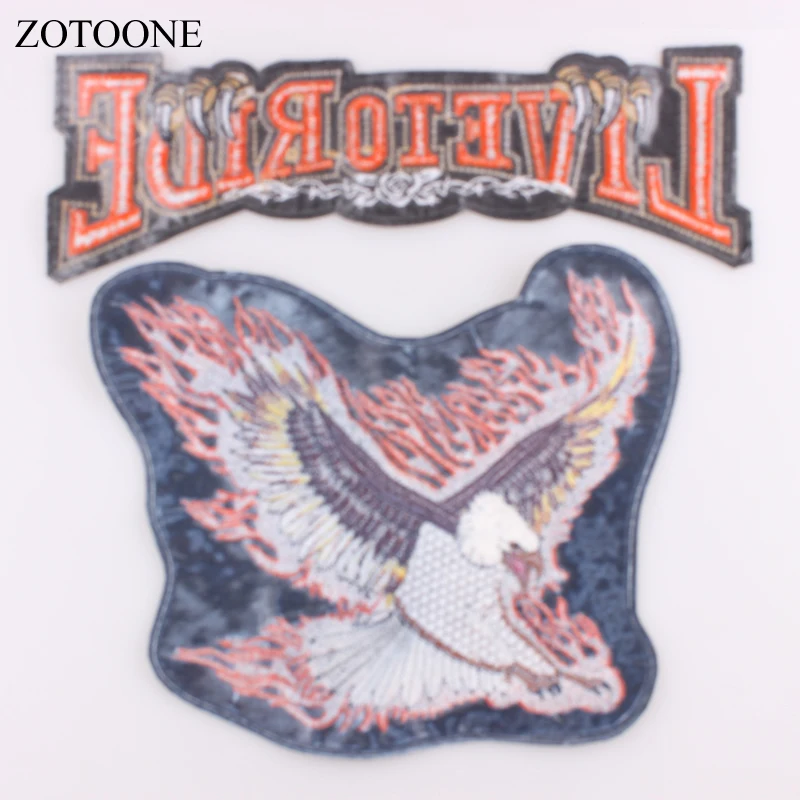 ZOTOONE вышивка утюгом на большой палочке аппликация LIVE TO RIDE нашивка с изображением