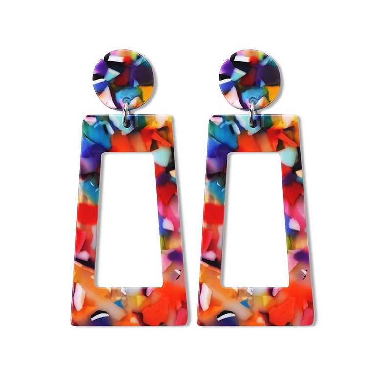 

Black White Grey Blue Leopard Pink Red Print Round Trapezoid Geometry Alloy Women Dangle Drop Earrings Cellulose Acetate Sheet