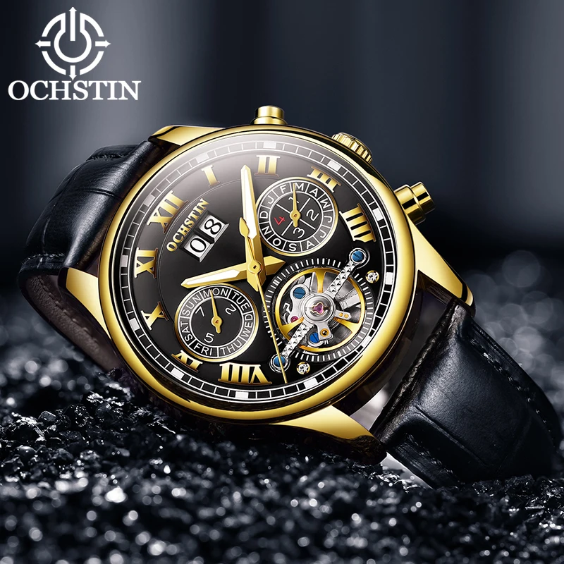 Часы Tourbillon для мужчин автоматические водонепроницаемые из стали 2019|Мужские