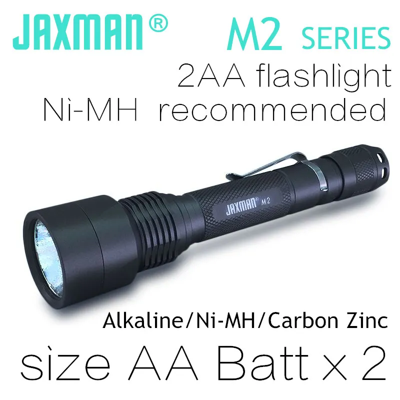 Светодиодный фонарик JAXMAN M2 2AA с питанием от батарейки AA LR6 UM3|led flashlight torch|led torch