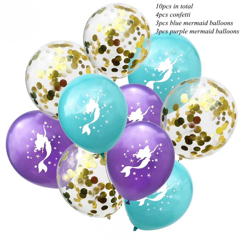 gold confeti mermaid 1 набор, 3 цвета, латексные воздушные шары русалки, надувные воздушные шары для дня рождения, свадьбы, вечеринки, декоративные принадлежности для вечеринки-девичника - Цвет: gold confeti mermaid