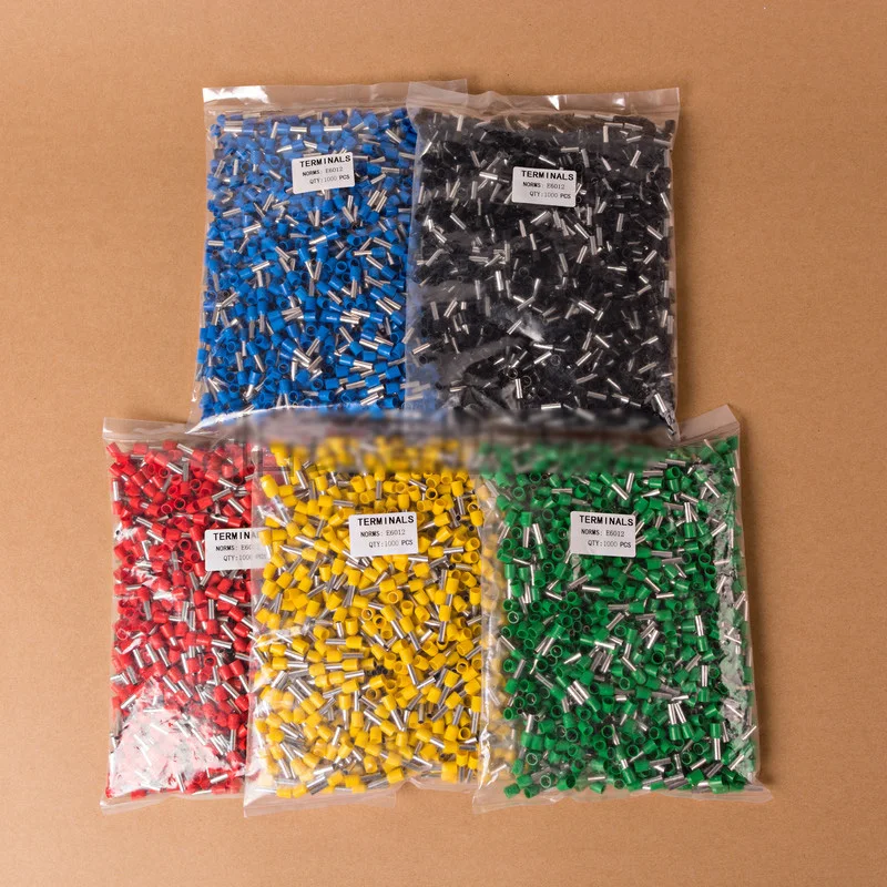 E6012 1000 шт. 10 AWG 6 мм2 Изолированный конец шнура, наконечники провода VE6012