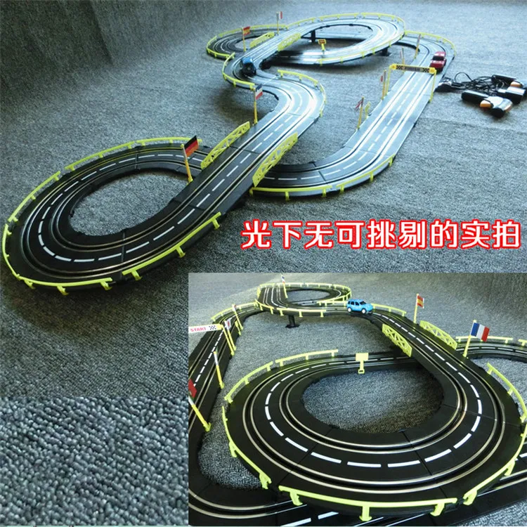 Электрический трек гоночный автомобиль 1/43 636 см рельсовый дорожный ролик двойная