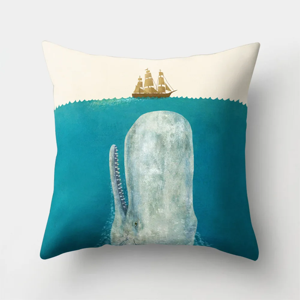 Nunubee подводный мир полиэстер чехлы Дельфин печатных Home Decor наволочки осьминог диванную подушку случай 45X45 см