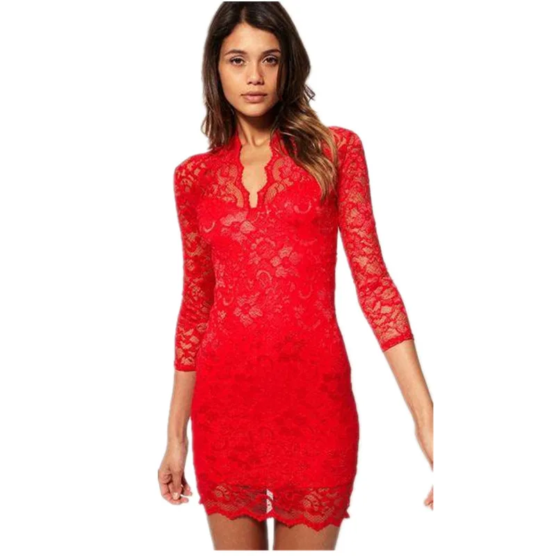 Женское кружевное платье Trendyol черное/красное/Белое повседневное мини в стиле