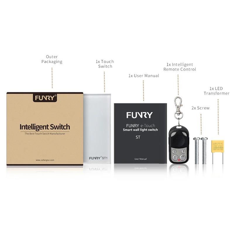 Funry ST1 1Gang стандарт Великобритании смарт переключатель дистанционное управление/Сенсорный настенный