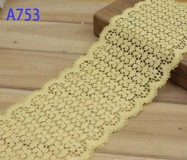 Красивая фототкань 2 метра изящный дизайн эластичная кружевная ткань желтого