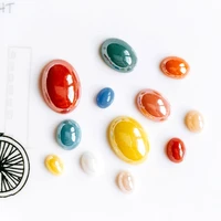 mixed colors oval ceramics porcelain glass cabochons flat back cameo stone supplies for diy jewelry finding