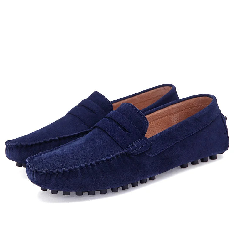 JKPUDUN Fashion Summer Spring Men Driving Shoes Loafers Suede Leather Boat Breathable Male Casual Plus Size 38-46 | Обувь