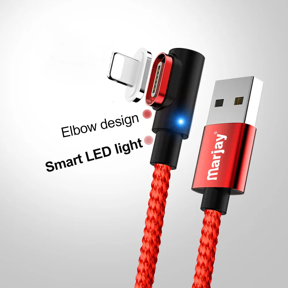Магнитный USB кабель Marjay 1 м 2 90 градусов 3A зарядное устройство для iPhone 7 8 X XR XS MAX IOS