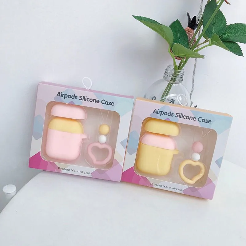 3D наушники чехол для Airpods чехол силиконовый 2-х цветный Kawaii чехол для MacBook Air стручки Apple IPhone х чехол для Earpods брелок для ключей