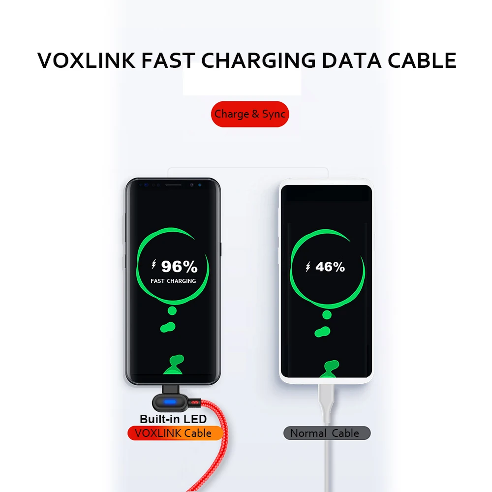 Кабель Micro USB VOXLINK 2.4A кабель передачи данных для быстрой зарядки