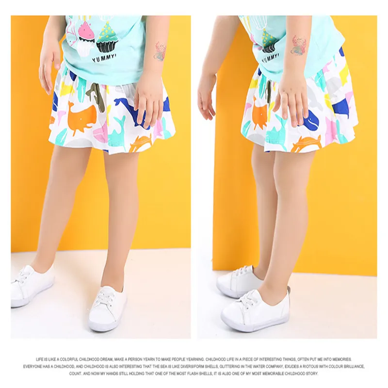 Детская мини-юбка для девочек хлопковая юбка с принтом животных и бабочек в