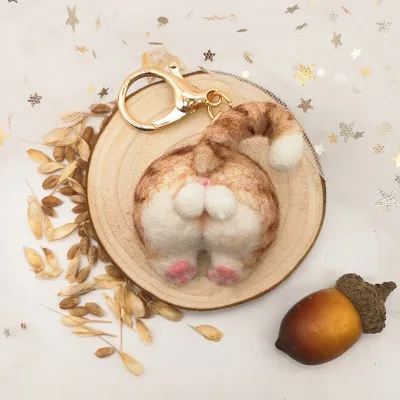 key ring Индивидуальный заказ корги хип кольцо для ключей шерсть фетр DIY Материал Сумка американский короткошерстный ручной работы кошка кукла - Цвет: key ring