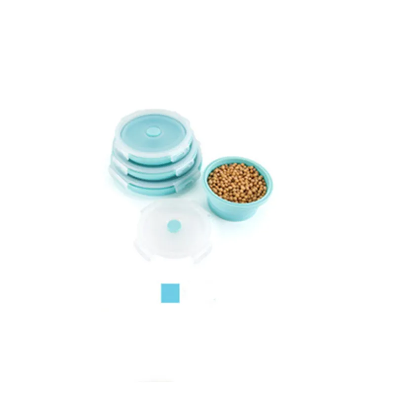 Blue BalleenShiny, силиконовая складная коробка для бэнто, портативный складной Ланч-бокс для еды, закусок, фруктов, чаша для хранения, для офиса, пикника, кемпинга, инструмент - Color: Blue