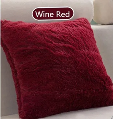 Wine Red 40x40 см/15,75x15,75 дюйма, однотонный чехол для подушки, длинная плюшевая декоративная наволочка для подушки, наволочка для дивана, наволочка для подушки, домашний декор - Цвет: Wine Red