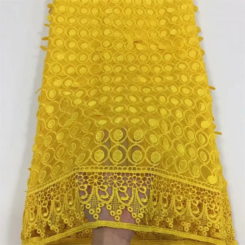Yellow High Quality guipure lace fabric 2019 African Voile Swiss Lace Fabrics For Wedding/Party dress Free shipping SML81030-36 | Дом и сад