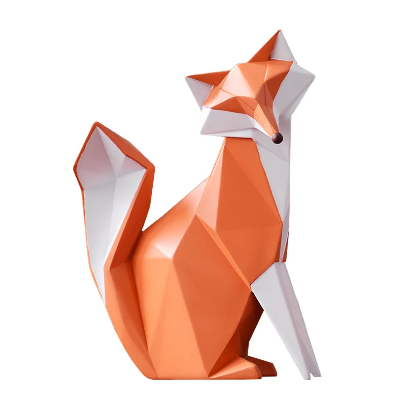 

Origami Fox Statue Abstraction Geometry Animal Art Sculptures Figurines Resin Craft Home Decoration Accessories Wedding Gift