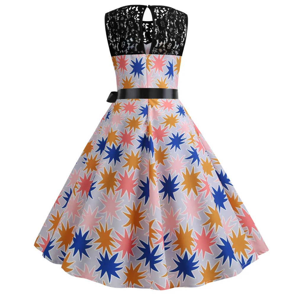 BacklakeGirls Printing Flower Satin Cocktail Dresses Sleeveless Cocktail Dress Colorful Knee Length With Sashes