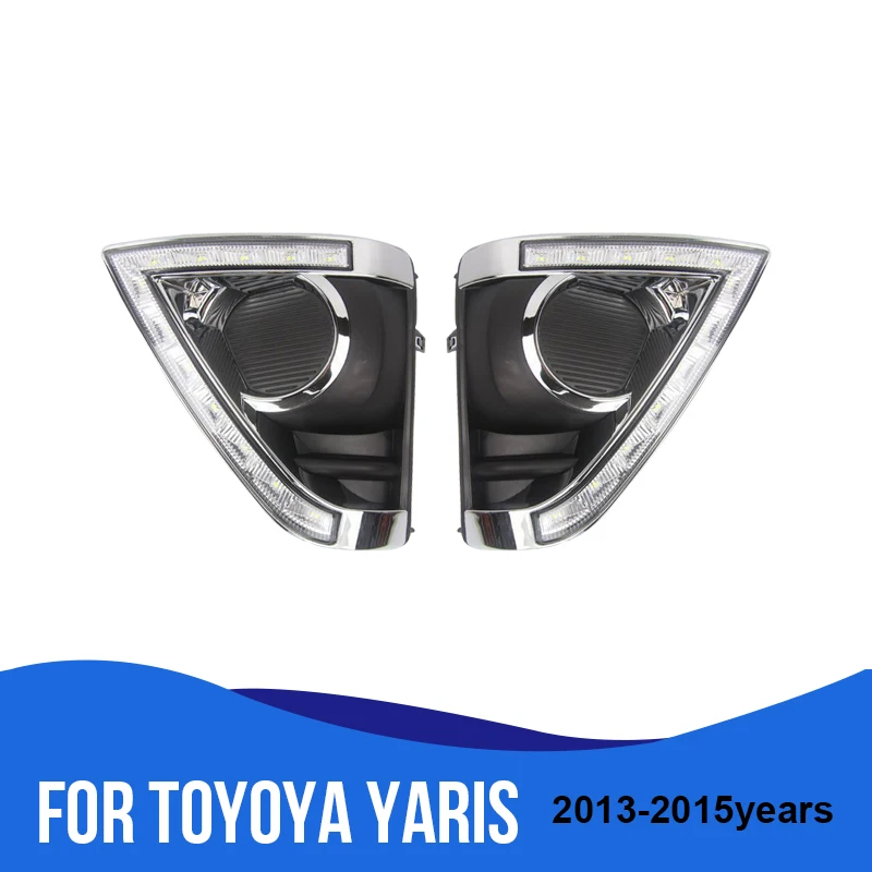 ROADOT автомобиля дневные светодиодные DRL для Toyota Yaris 2013 2014 2015 габаритные огни с