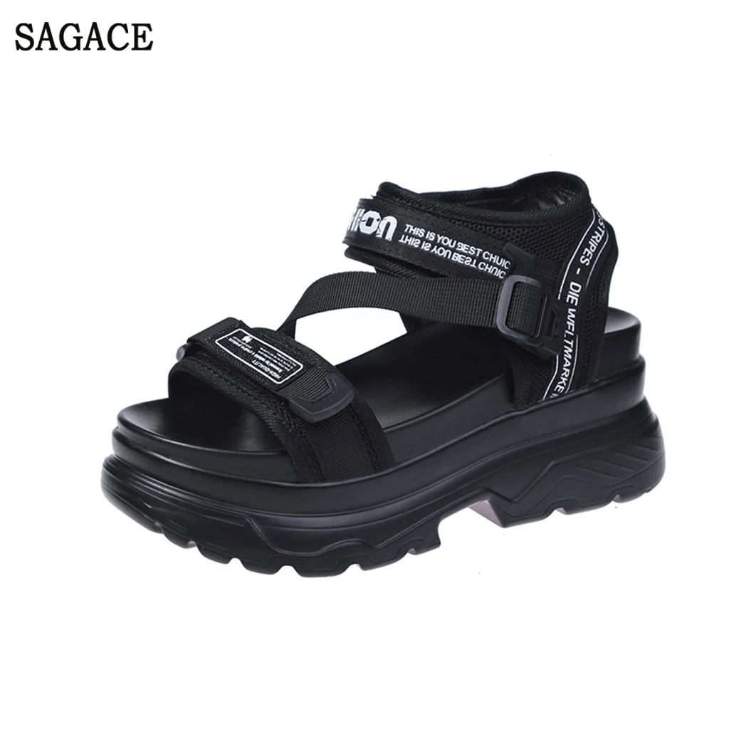 SAGACE сезон лето женские нейтральные сандалии на плоской подошве с открытым носком