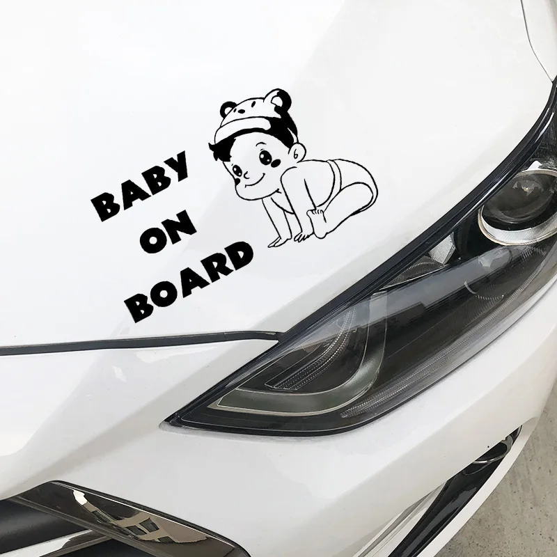 

YJZT 18.4X11CM BABY ON BOARD Creative Vinyl Car Sticker Decals Lovely Cartoon Window Decoration Accessories C25-0193