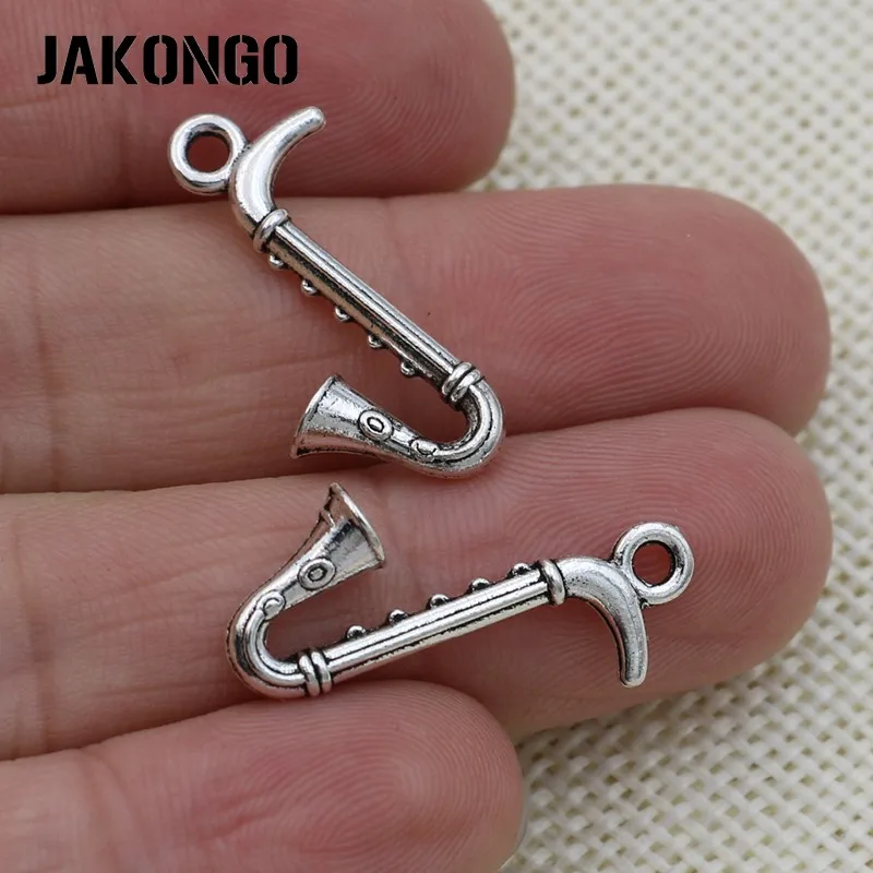 JAKONGO античный посеребренный саксофон музыкальный Шарм кулон для изготовления