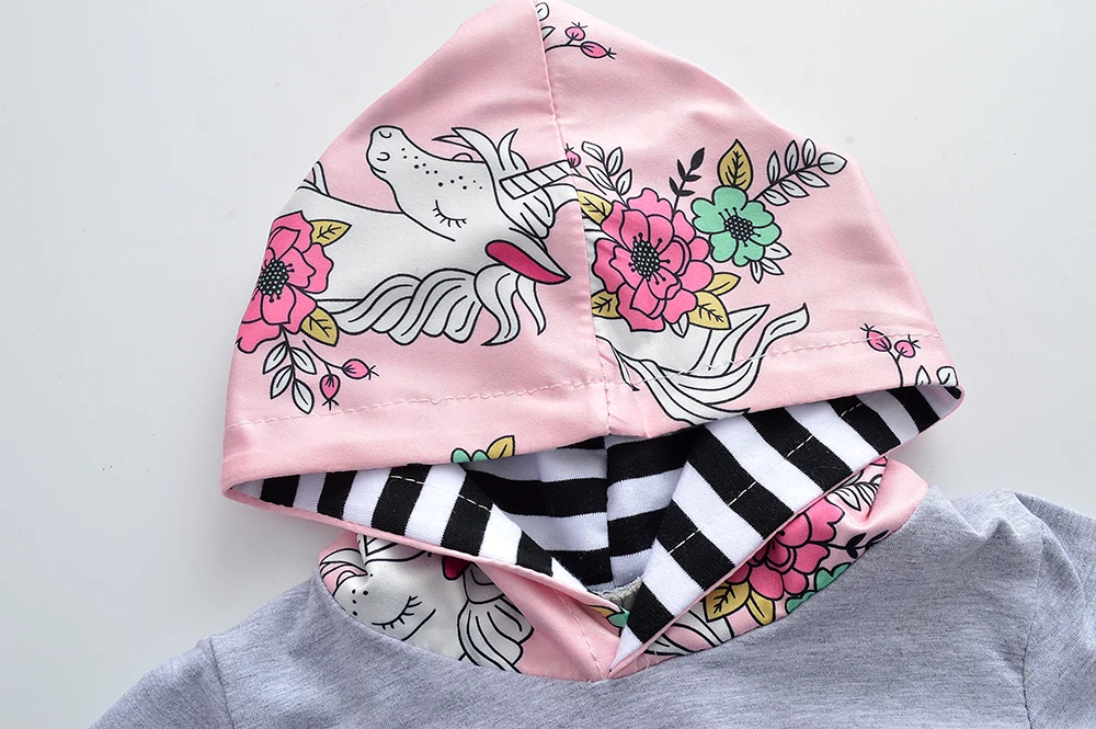 Одежда для новорожденных девочек из 2 предметов футболка с капюшоном и длинными