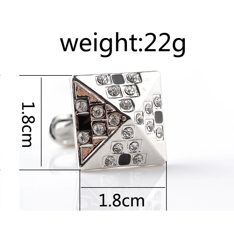 Запонки мужские с треугольными кристаллами изысканные Серебристые запонки