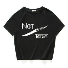 Женские футболки с надписью «NOT TODAY» и надписью «Arya Stark», повседневная короткая футболка из хлопка, летний укороченный топ - Цвет: W585SWT black