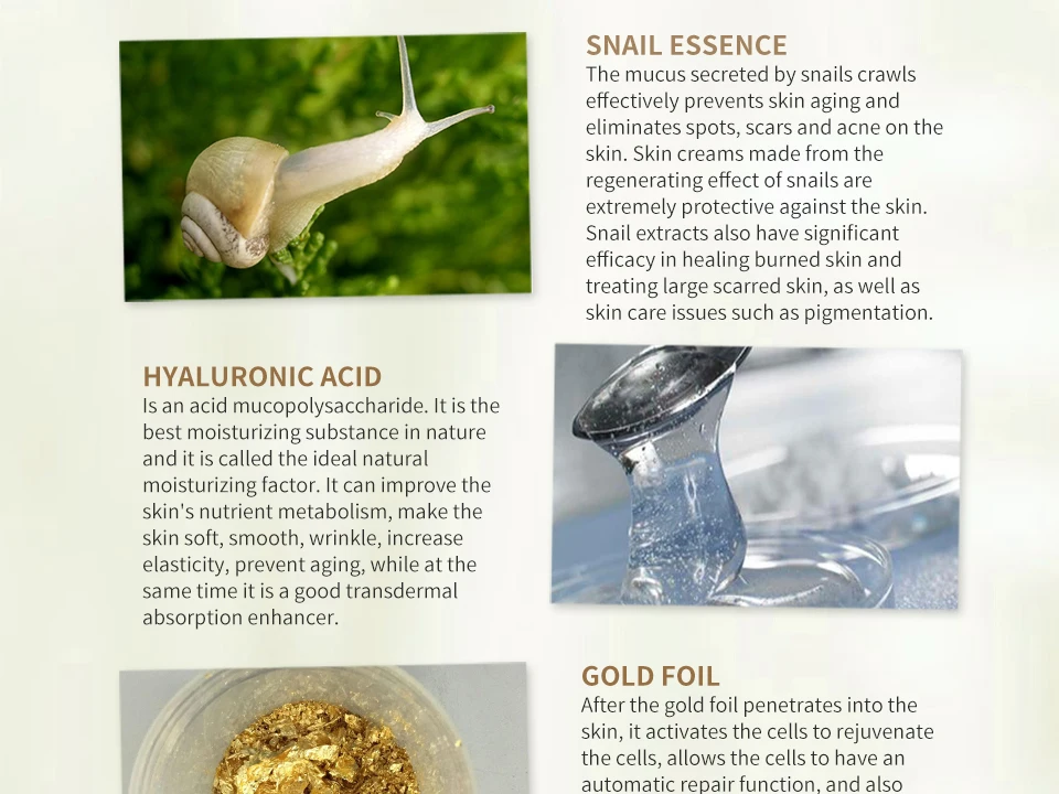 SOMILD Snail Cream 24k Gold Сыворотка для лица с гиалуроновой кислотой антивозрастной Набор Крем против старения увлажняющий уход за кожей корейская косметика