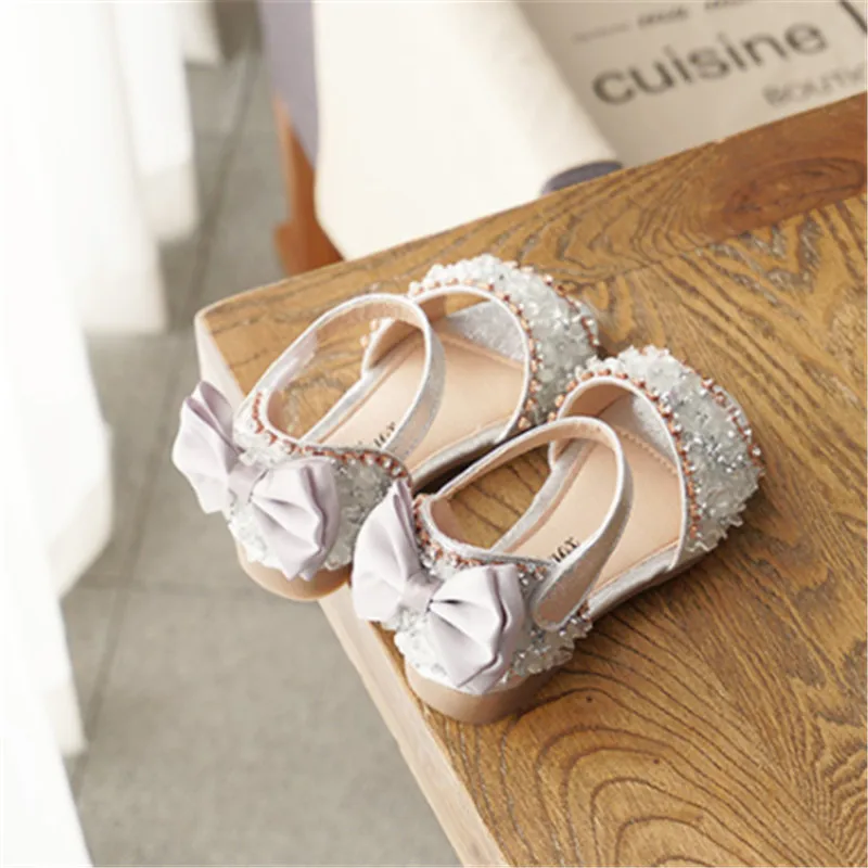 2019 Hot Sale Baby Girl Sandals Fashion Bling Shiny Rhinestone Girls Summer Shoes With Bow Kids Flat Size 21-36 |