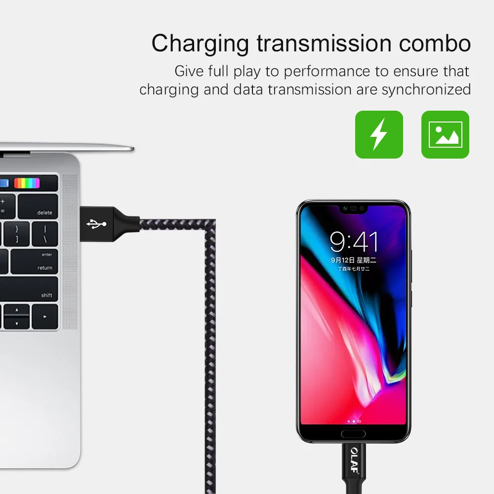 Кабель USB Type C OLAF кабель 2 4 А для быстрой зарядки и передачи данных Samsung S9 S8 Huwei mate 20